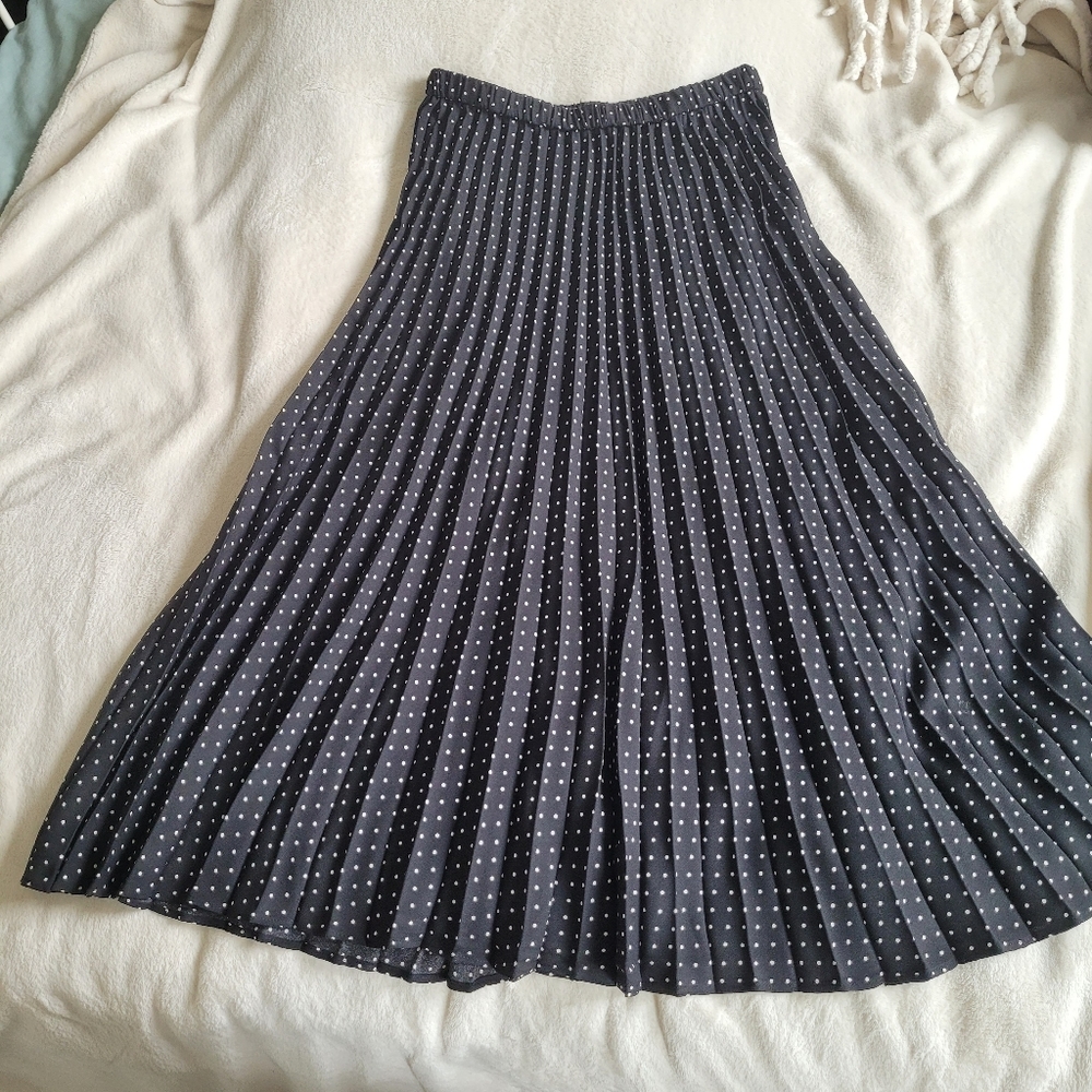 Halogen Polka Dot Pleated A-Line Midi Skirt